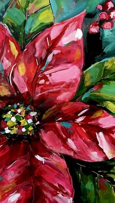 Christmas Poinsettia Painting, Poinsettia Painting Acrylic Easy, Painted Poinsettia Ornaments, Painting Poinsettias Acrylic, Abstract Poinsettia Painting, Poinsettia Acrylic Painting, Pointsetta Painting Acrylic, Christmas Flowers Painting, Winter Flower Painting