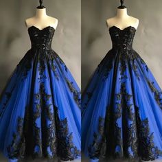 two pictures of a blue and black dress on a mannequin headdress