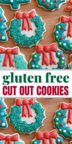 decorated cookies with the words gluten free cut out cookies