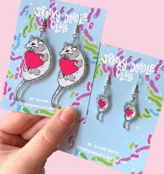 Opossum Cute, Baby Opossum, Shrinky Dink Crafts, Shrinky Dink Jewelry, Winona Mn, Love Earrings, Birthday Wishlist, Romantic Gift, Loving Someone