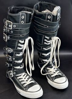 Converse Gloves, World Industries Shoes, Emo Shoes, 2000s Shoes, Knee High Sneakers, Knee High Converse, Cool Shoe, Converse Boots, Converse Chucks