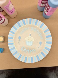 a paper plate with a cupcake design on it