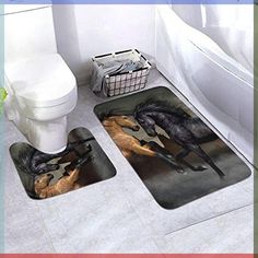 two horses on the bathroom floor rugs