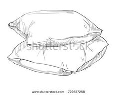 two pillows drawn in black and white on a white background