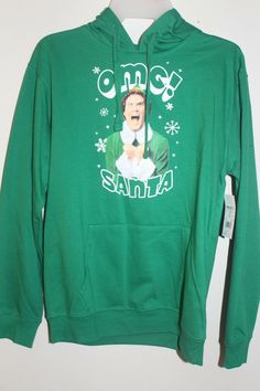 Brand New with Tags Women's / Junior's The Elf Movie Hoodie Buddy "OMG! Santa!" Long sleeve sweatshirt Pullover, front pocket Junior's sizes in green **Free Shipping** Our first priority is happy customers. If there is a problem with your order, please contact us before leaving negative feedback. We will do our best to resolve the issue to your satisfaction. Buddy The Elf Pajamas, Buddy The Elf Christmas Gifts, Buddy The Elf Sweater, The Elf Movie, Elf Sweatshirt, Elf Movie, Santa Elf, Santa Sweatshirt, Buddy The Elf