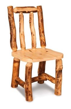 a wooden chair made out of logs