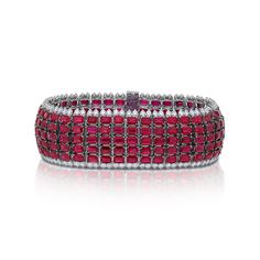 41.15 Carat Ruby and Diamond Bracelet Luxury Red Diamond Bracelet For Gift, Luxury Ruby Bracelet For Anniversary, Paris Ring, Argentium Silver Jewelry, Holiday 2024, Ruby Bracelet, Jewelry Appraisal, Bridal Engagement Rings, White Gold Bracelet