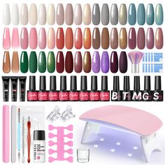 COSCELIA Nail Gel Kit Acrylic Nails Set With UV LED Lamp Dryer Color Gel Polish Kit Soak Off Manicure Process, Poly Gel Nails, Poly Gel, Nails Kit, Acrylic Nail Set, Long Lasting Nails, Led Nail Lamp, Nails Set, Nail Lamp