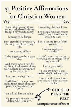 the five positive affirmations for christian women are shown in black and white