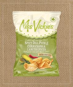 a bag of miss violets spicy dill pickle corn chips