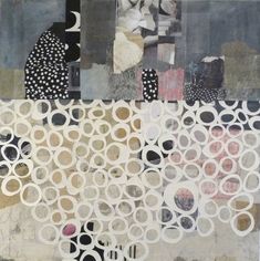 an abstract painting with circles and dots on it