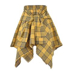 Free Size:Waist: 60-80cm/ 23.6-31.5 in, Length: 56cm/ 22.0 inMaterial: PolyesterFree shipping WorldwideDelivery time: 15-35 days Clothing Items Png, Yellow Plaid Outfit, Summer Grunge Outfits, Items Png, Boogzel Apparel, Yellow Plaid Skirt, Grunge Looks, Pngs For Moodboards, Celebrity Boots