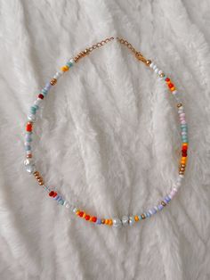 Beaded Jewelry Summer 2023, Cute Colorful Beaded Necklaces For Beach, Colorful Beads Summer Necklace, Dainty Colorful Beaded Summer Necklace, Rainbow Beaded Necklaces For Summer, Summer Multicolor Beaded Choker, Beaded Jewelry Necklaces, Beaded Jewlery