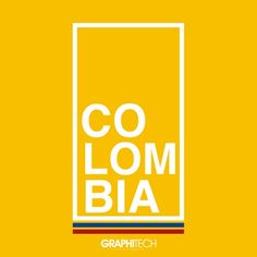 the words co - lom bia written in white on an orange and yellow background