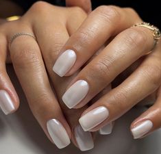 Bachelorette Nails, Ivory Nails, 2023 Nail, Short Square Nails, Pearl Nails, Bride Nails, October 8, Neutral Nails