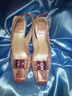 Authentic Dior Heels Sold with COA Size: 38 Condition: Minimal wear to soles Material: Genuine Crocodile leather and Swarovski stones Color: Pink, rose, and fuchsia Funky Footwear, Strawberry Kisses, Dior Pumps, Dior Heels, 90s Y2k Fashion, Designer Runway, Glass Slippers, Runway Shoes, Ideal Wardrobe