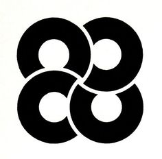 an image of three black circles in the shape of four interlocked circles on a white background