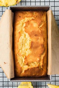 a loaf of lemon pound cake in a pan