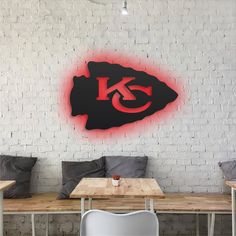 Kansas City Chiefs LED Lit Wall Sign, Kc Chiefs Led Sign, Kc Chiefs Wall Decor, Kc Chiefs Gift, Birthday Gifts, Super Bowl, NFL Football - Etsy Kansas City Chiefs Bedroom, Kansas City Chiefs Decor, Chiefs Bedroom Ideas, Chiefs Bedroom, Super Bowl Nfl, Football Wall, Kc Chiefs, Man Cave Garage, Led Sign