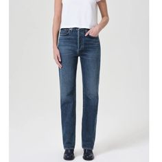 Hemmed - 38in Long Agolde Jeans, Straight Leg, Color Blue, High Rise, Women Jeans, Women Shopping, Blue, Color