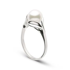 Our Blossom Collection ring is a cross between two of our most popular rings; our Leaf ring and our Embrace ring. This ring features an 8.0-8.5 mm, Top Quality Akoya pearl that has high luster and a perfectly round shape. The ring setting has leaf-like petals of precious metal wrapping around and embracing the pearl. The ring is available in your choice of 14-karat white, yellow or rose gold. Metal Wrapping, Akoya Pearl Ring, Popular Rings, Jewelry Appraisal, Leaf Ring, Akoya Pearls, Pearl Types, Pearl Size, Pricing Jewelry