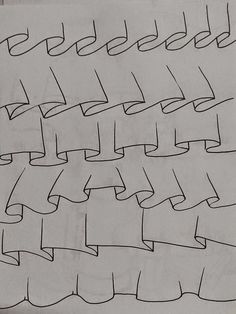 a piece of paper that has been drawn with black ink on it and is lined up in rows