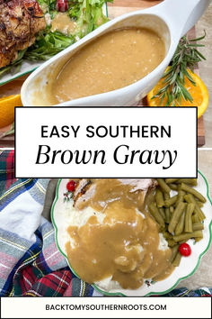 the southern brown gravy is served on a plate