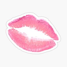 pink lipstick sticker on white background