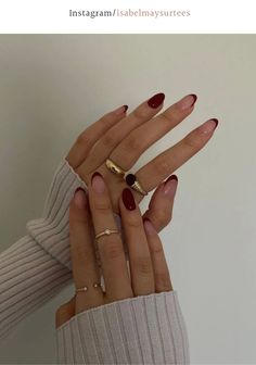 Dark Red Nails, Manicure Gel, Dark Nails, Minimalist Nails, Beauty Nail, Fall Nail, Fall Nail Designs, Acrylic Nail Designs