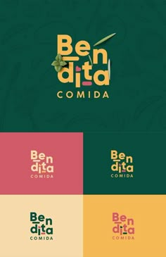 the logo for ben did't comida is shown in different colors and font