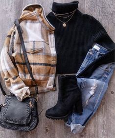 Sweaters For Fall, 3 Ways To Wear, Cropped Turtleneck, Turtleneck Sweaters, Plaid Shacket, Pastel Outfit, Turtleneck Top