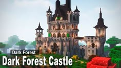 the dark forest castle is shown in this minecraft video game, with text overlaying it