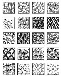 the different patterns used in this drawing are black and white, but each one has an interesting