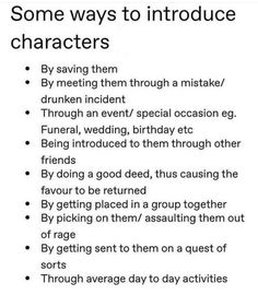 some ways to introduce characters by saying them