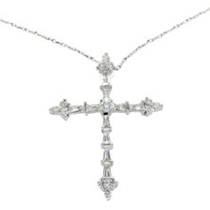 Luxo Jewelry 0.67 Ct Diamond 18k Gold Cross Pendant 14k Gold Chain Size 16 Necklace Type: Necklace Wearable Length: 16" Pendant Measurement: 31 Mm * 23 Mm Metal: White Gold Metal Purity: 18k Pendant 14k Chain Hallmarks: 18k & 14k Total Weight: 4.4 Gram Stone Type: 0.67 Ct Diamond Color:G-H Clarity:Vs-Si Stock Number: U47 Silver Cross Jewelry, 16 Necklace, Gold Cross Necklace, Gold Cross Pendant, Diamond Gold, Cross Jewelry, Gold Cross, Diamond Color, Silver Cross