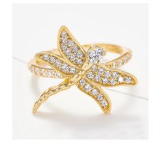 Bring sprightly garden energy to your finger with the whimsical design of this detailed dragonfly ring highlighted with glittery Diamonique simulated diamonds. Unique Gold Jewelry, Ring For Women Unique, Ring For Mom, Dragonfly Ring, Gold Jewelry Gift, Nature Ring, Fancy Jewelry, Unique Ring, Cz Ring