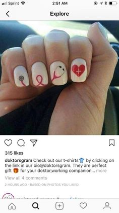 Doctor Nails Design, Doctor Nails, Nurse Nails, Nail Art Halloween, Fun Summer Nails, Heart Nail Designs, Graduation Nails, Stylish Nails Designs, Holiday Nail Art