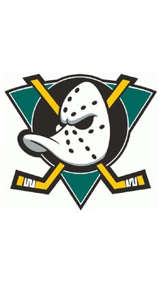 the logo for the hockey team, which is wearing a mask and holding two sticks