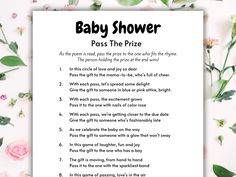 the baby shower poem is surrounded by flowers