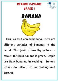 a banana reading passage for grade 1 with the words bananas in english and spanish on it