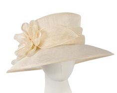 Be seen in this large cream sinamay hat by Max Alexander. Hats From OZ is Australia top online destination for ladies fashion hats. Whatever the occasion is -- racing or something special, we have a hat for you.  Designed in Australia by Max Alexander  Wide brim and stylish design  Adjustable band to fit all sizes up to 59cm Elegant Beige Fedora Panama Hat, Cream Wide Brim Panama Hat For Kentucky Derby, Elegant Beige Fedora Straw Hat, Beige Short Brim Straw Hat For Formal Occasions, Sinamay Straw Hat With Short Brim For Royal Ascot, Evening Boater Hat With Short Brim In Sinamay, Cream Short Brim Sun Hat For Kentucky Derby, Sinamay Straw Hat For Royal Ascot With Short Brim, Sinamay Hat With Short Brim For Races