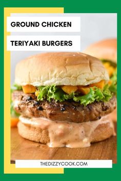 a close up of a burger on a wooden table