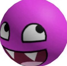 a purple ball with an evil smile on it