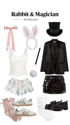 rabbit ears and clothes are featured in this image