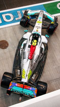 a racing car is shown from above on the track