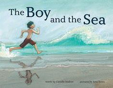 the boy and the sea book cover with an image of a man running on the beach