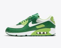 Nike Air Max 90 St. Patrick's Day White Pine Green Gold DD8555-300 Rare Men's Size 15 Gorgeous shoe!! NameNike Air Max 90 St. Patrick’s Day 2021 ColorwayPine Green/Mean Green-Spruce Aura-White-Metallic Gold Release DateMar. 17, 2021 Style CodeDD8555-300 St. Patrick’s Day is on March 17 and this Nike Air Max 90 celebrates the annual cultural and religious holiday. Sporting an official color scheme of Pine Green, Mean Green, Spruce Aura, White, and Metallic Gold across the runner’s leather and mes Nike X Travis Scott, Converse Run, Nike Max, Low Air Jordan 1, Converse Run Star, Jordan 8, St. Patricks Day, Baskets Nike, Jordan 2