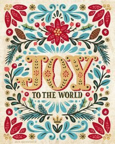 a christmas card with the words joy to the world