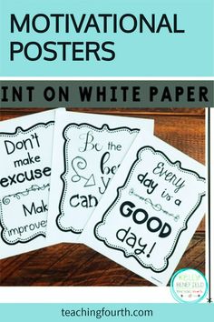 three printable motivation posters with the words, don't on white paper