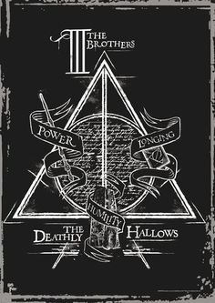 harry potter's deathly hall poster with the hogwarts emblem on it